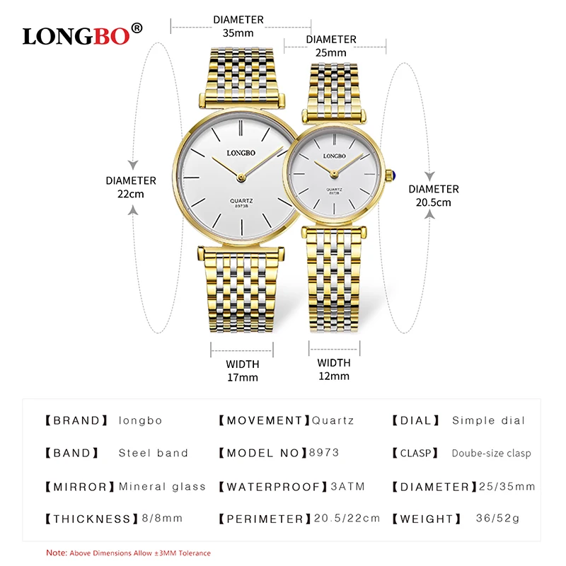 Fashion Longbo Luxuary Lovers Watch Classic Business Style