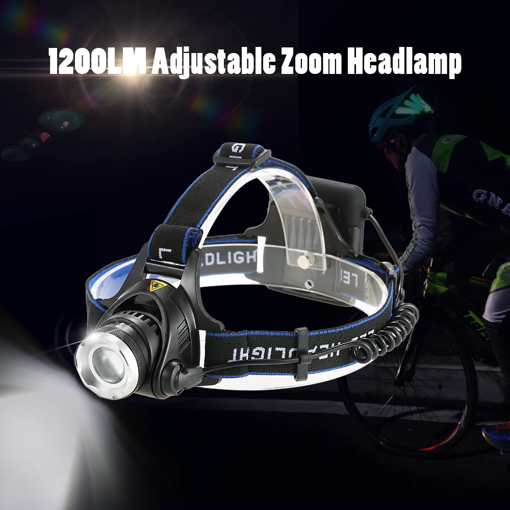 1200Lm ультра яркий свет длинный диапазон телескопическая фара портативный налобный фонарь для рыбалки ночной Бег Туризм езда на велосипеде AA