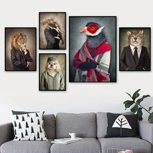Fashion Lion Dog Elephant Bird Wolf Wall Art Canvas Painting Nordic Posters And Print Animal Wall Pictures For Living Room Decor