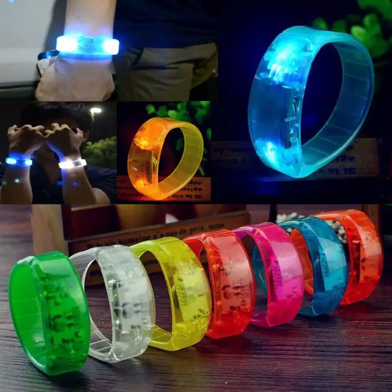 

7Colors Party Rave Concert Voice Control LED Light Bracelet Bangle Sound Activated Glows in The Dark Decoration #
