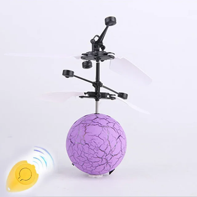 Светодиодный мини-Радиоуправляемый вертолет-мяч электрическая электронная игрушка индукционный самолет пульт дистанционного управления игрушка летающий мяч-вертолет - Цвет: Purple