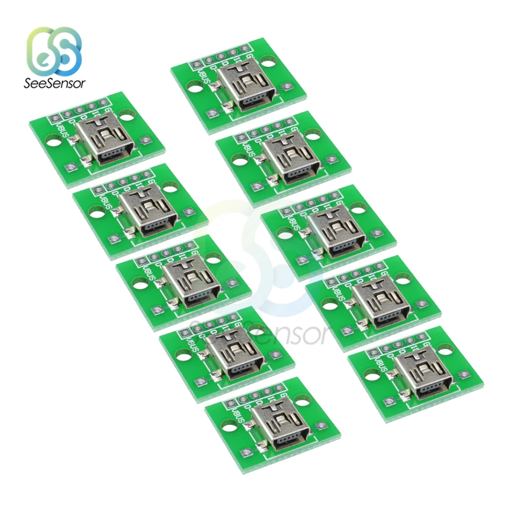 

10Pcs Mini USB Female Socket to DIP Board Pitch 2.54mm 5PIN 5p Connector Converter Adapter