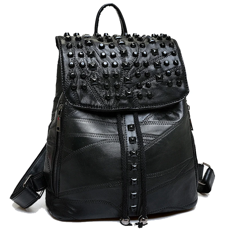 Promotion Women Sheepskin Leather Backpack School Bag Travel Bookbag Casual Female Rucksack High Quality ladies backpacks