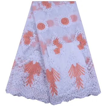 

Latest French Milk Silk Lace Fabric Orange Milk Silk Lace Fabric High Quality African Lace Fabric For Nigerian Dress Party F1653