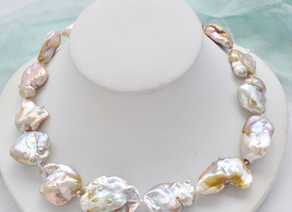 

Jew2291 Huge 100% natural 18" lavender baroque KESHI REBORN PEARL NECKLACE