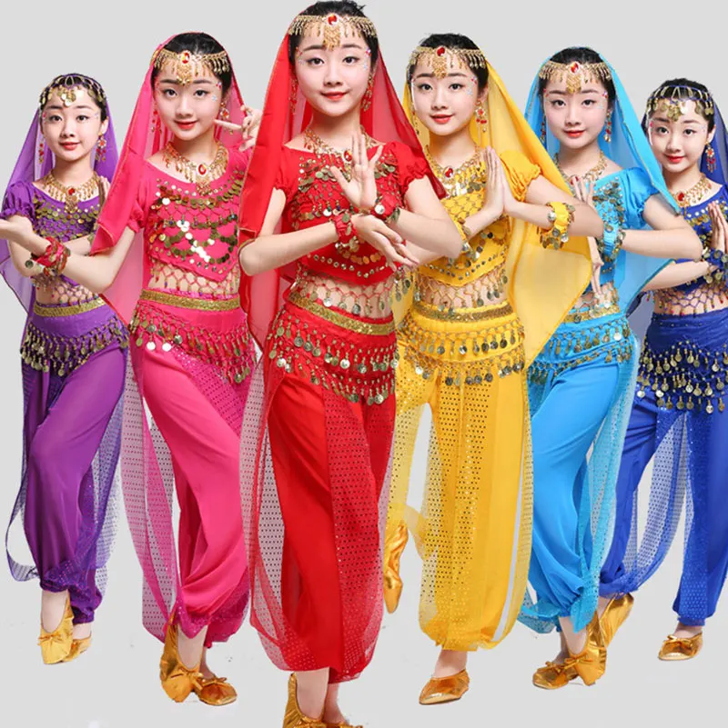 Костюм для танца живота для девочек, детские индийские танцевальные костюмы для девочек, детские танцевальные костюмы для девочек, эгипетский танец для выступлений