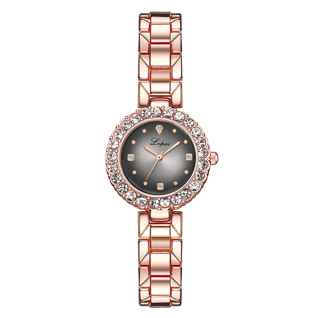 Роскошные Алмазные зеленые часы женские часы со стразами браслет набор женские ювелирные изделия Модные розовое золото Звездные кварцевые часы для леди подарок - Цвет: rose white