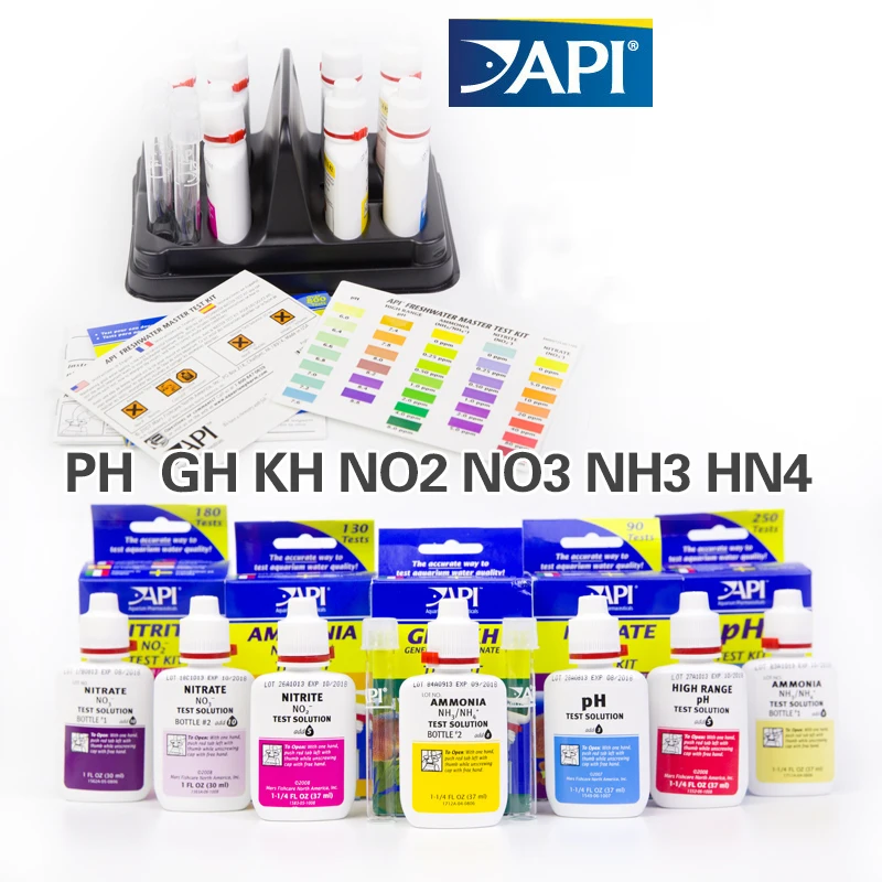 

Test kit API Ca calcium Cu I2 KH Mg NH4 Ammonia NO2 Nitrite NO3 Nitrate PH PO4 Sr water test reef tank