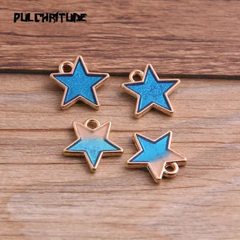 

10pcs 15*15mm Two Color Alloy Metal Drop Oil Small Star Charms Pendant For DIY Bracelet Necklace Jewelry Making