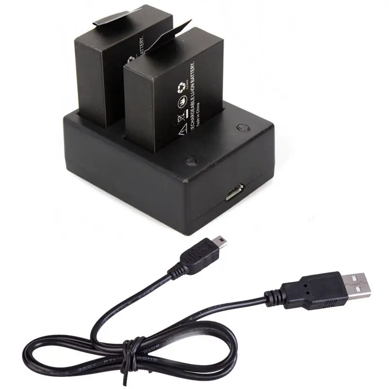 Portable USB Dual Charger 2 Rechargeable Battery Action Camera