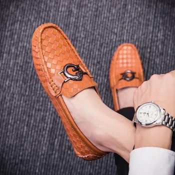 

New Autumn And Winter Trend Casual Shoes Men'S Leather Driving Fashion Men'S Peas Shoes Soft Bottom Lazy Men'S Shoes Office