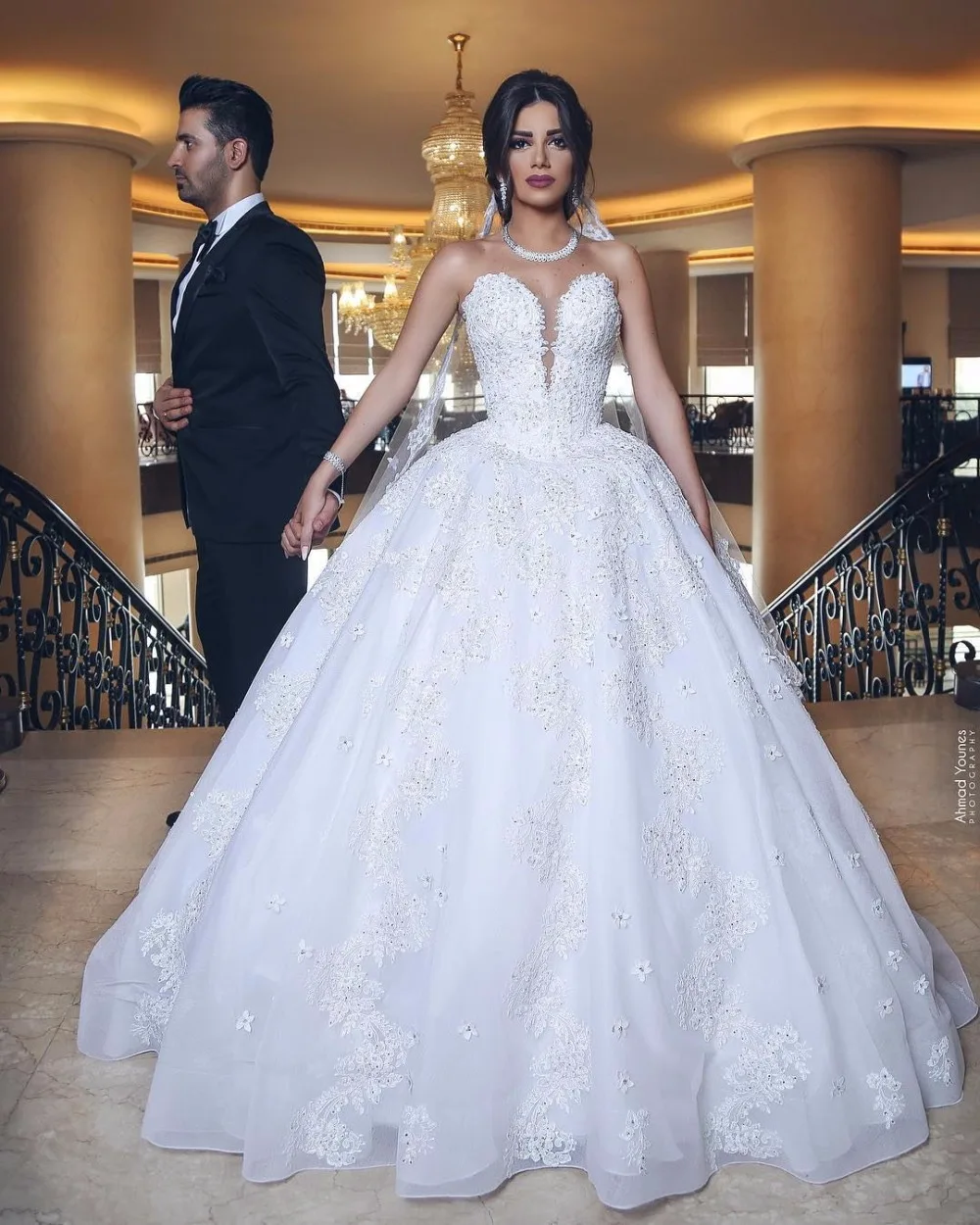 Элегантный Арабский бальное платье Свадебные платья 2019 vestido de noiva прелестная Аппликация Кружевное Свадебное платье индивидуальный заказ