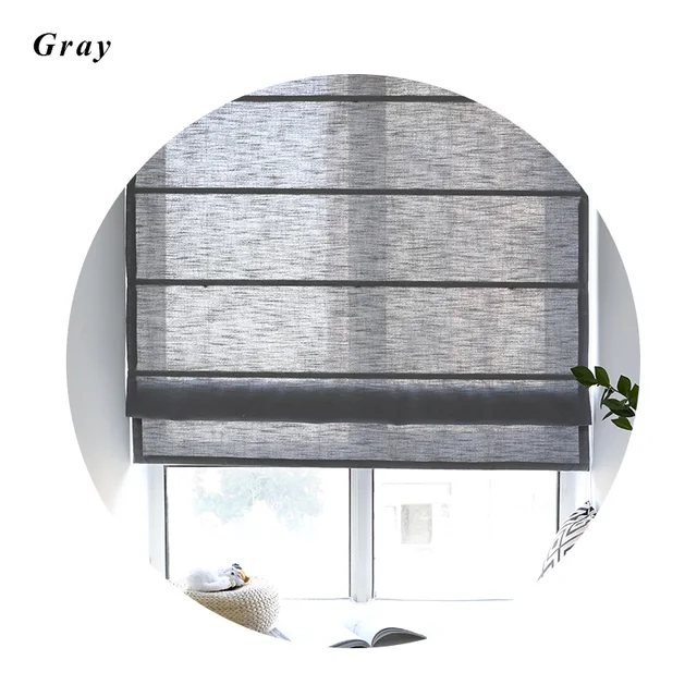 Innermor Solid gray roman Curtains For Living room modern simple Faux