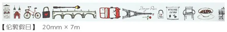Креативный планировщик время путешествия в Лондон васи лента DIY Скрапбукинг наклейка этикетка Маскировочная лента школьные офисные поставки - Цвет: 7