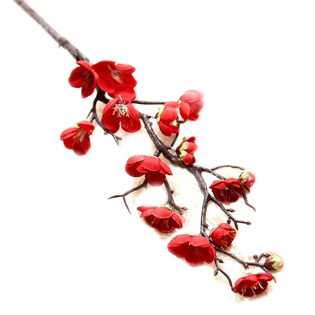 

Hot Sale 1pcs Artificial Plum Blossom60 cm long Lifelike Plum Blossom Flower Bouquet Branch Silk Tall Fake Flower Arrangements