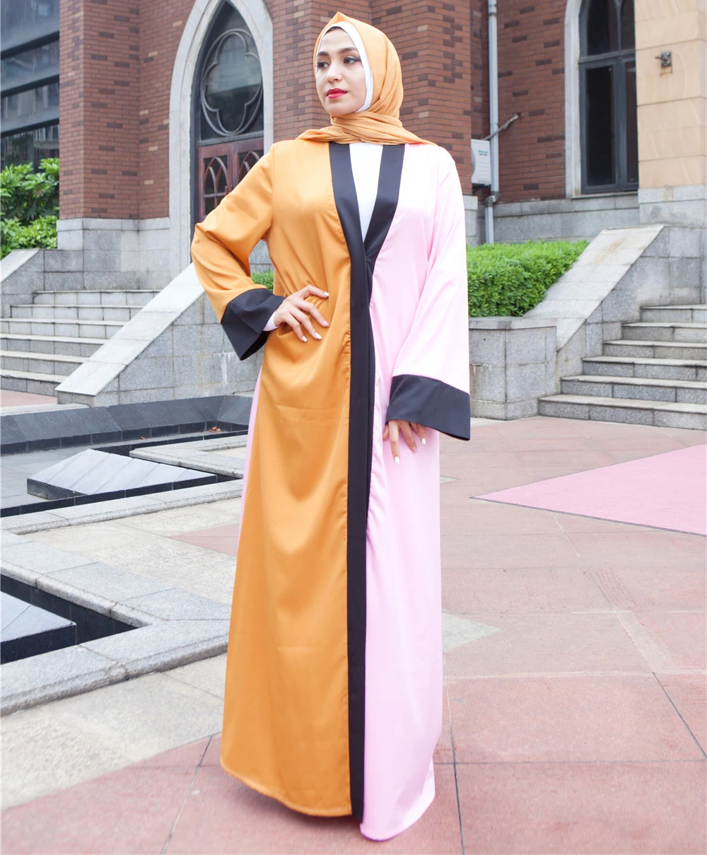 2019 женская мусульманская одежда модного цвета, в стиле пэчворк мусульманских Абаи платье плюс Размеры 2XL платье хиджаб турецкий Дубай Халат