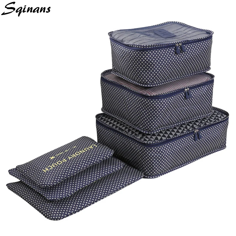 

Sqinans 6pcs/Set Travel Organizer Clothes Storage Bags Portable Clothes Tidy Travel Pouch Luggage Organizer Packing Laundry Bag