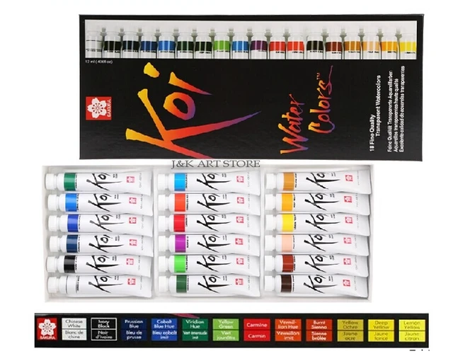 Sakura Koi transparent watercolor paint koi full transparent watercolor 12  color 18 color set 12ml - AliExpress