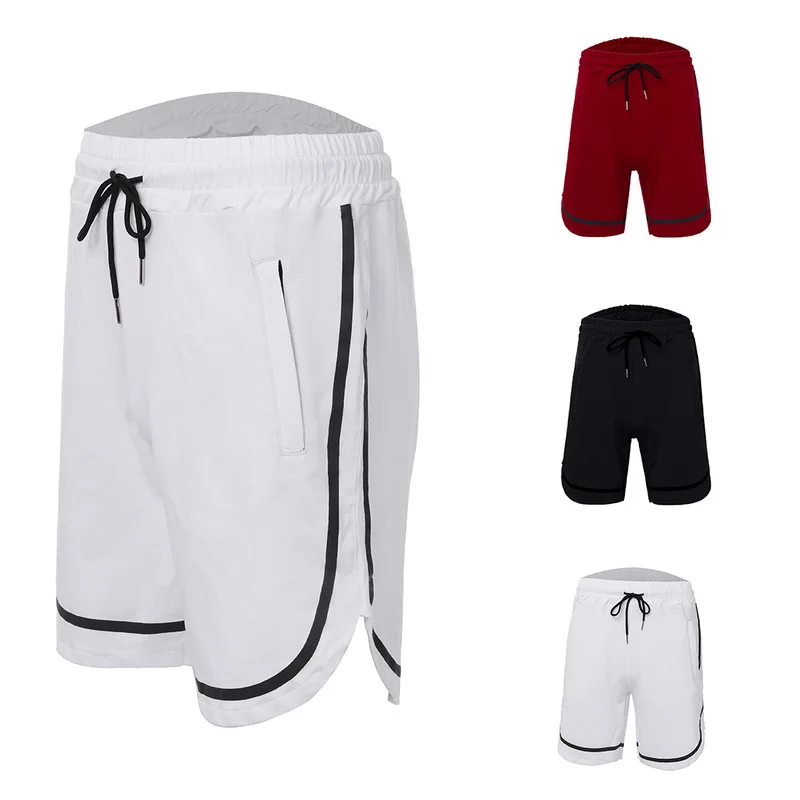 

New Patchwork Split Men Shorts Bodybuilding Running Short Homme Knee Length Drawstring Streetwear Summer Casual Short Pants Men