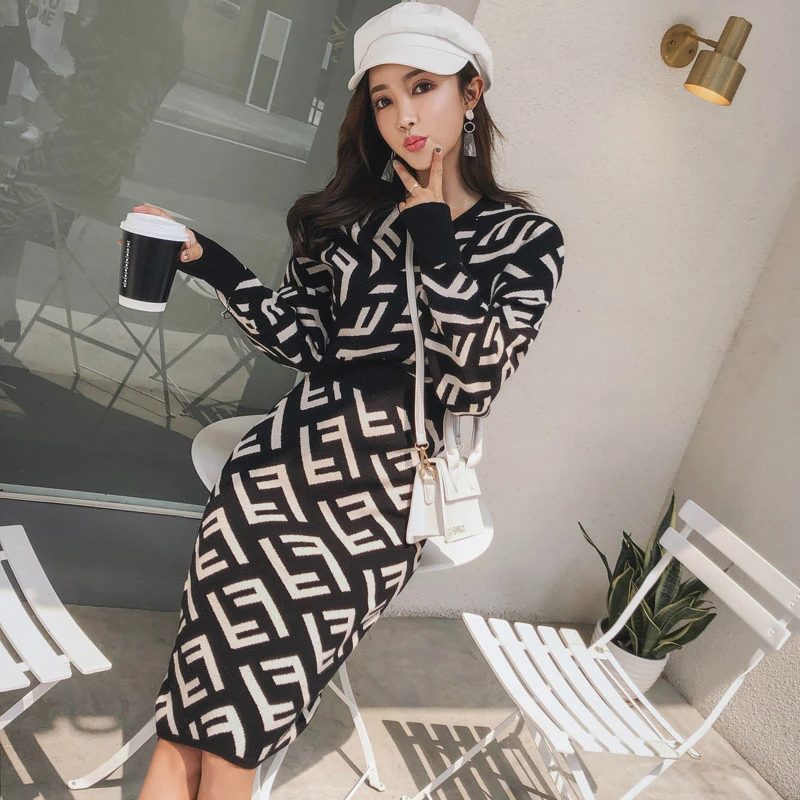 S-XL Plus Size Affordable Luxury Knitted Dress Women High Quality Casual Sweater Dress Winter Autumn Lady Bodycon Dress Elegant