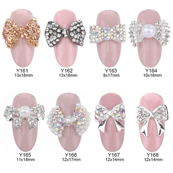 

10pcs rhinestone nail art tips crystal strass glitter 3d decorations bow nail hot fix metal jewelry supplies Y161~168