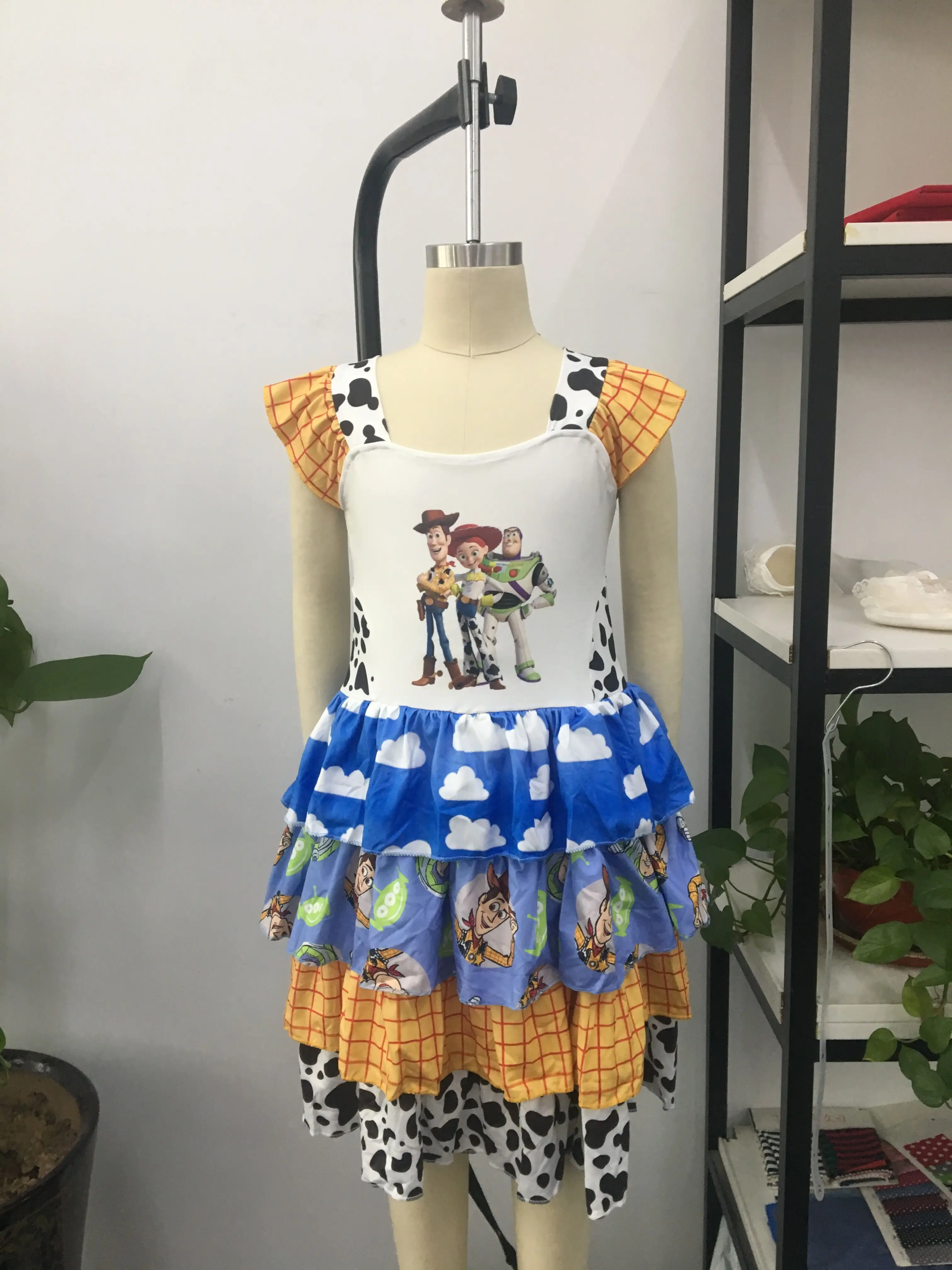 

character dress kids girl toy story summer ruffle layers pearl sleeve dress