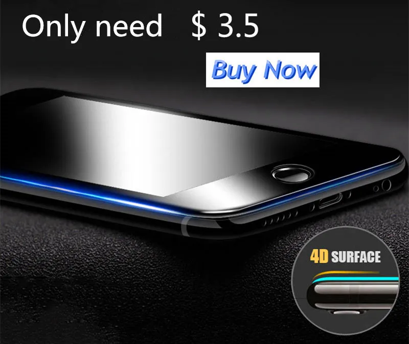 4D tempered glass for iphone 6 6s screen protector for iphone 7 Plus