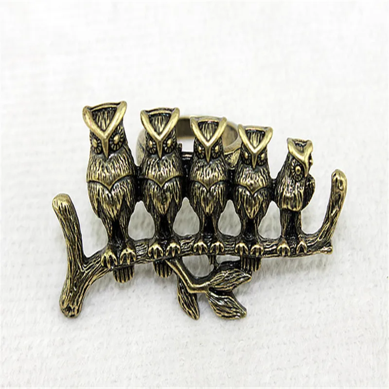 

ENZE Free shipping Fashion 2015 fashion new pure and fresh and contracted exaggerated restoring ancient ways the owl ring
