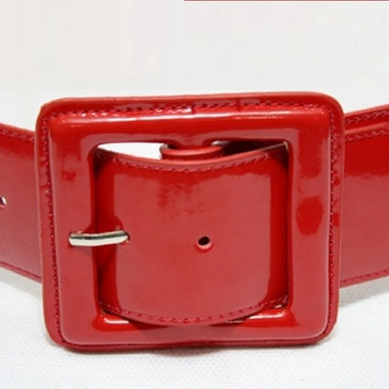 Women's genuine leather belt japanned leather wide belt all match red