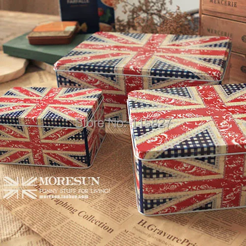 

Free Shipping!Jumbo Size Metal Food Container British Flag design Iron Storage case 3pcs/set Cookie&cake storage box Gift Box