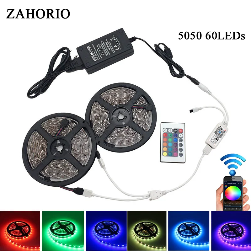 WiFi Светодиодная лента 5 М 5050 2835 DC 12 В 300 светодиодный RGB ленточный светильник