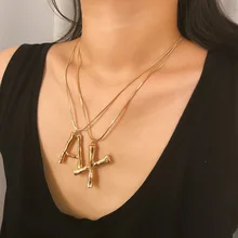 24 буквы подвески ожерелье s для женщин простой стиль Металл искусство Короткое женское ожерелье модное ювелирное изделие Золото Серебро Цвет