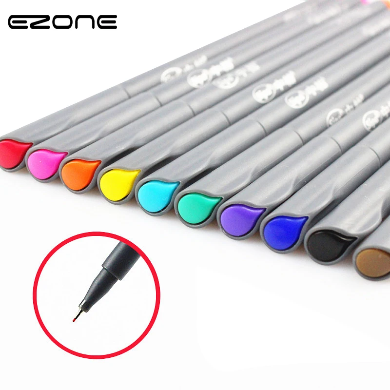

EZONE 10PCS/Set 0.38mm Neutral Pen Art Minimalist Color Hook Line Pen Watercolor Pen Stationery Drawing Writing School Supplies
