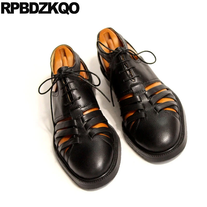 Männer Schuhe Qualität Flache Echtes Luxus Sommer Zehe Hohe Kleid 45 Große Designer Leder Römischen Schwarz Schwarzes Plus Größe Geschlossene Sandalen 2018 xwfXS0I