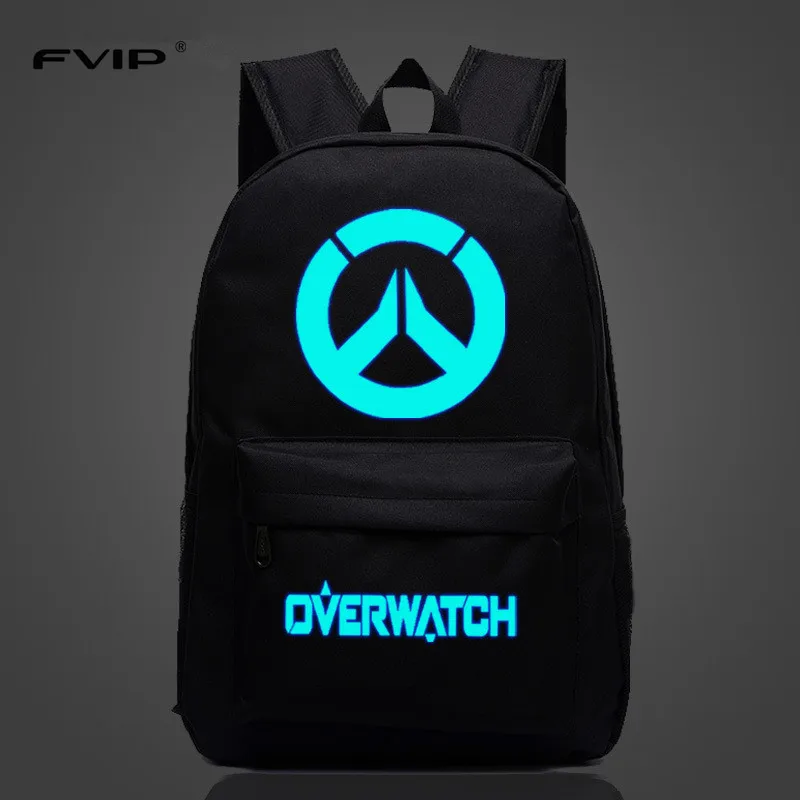 

FVIP Free Shipping Fashion Noctilucent Backpack Anime Game OW Backpacks Luminous School Bag Travel Bag