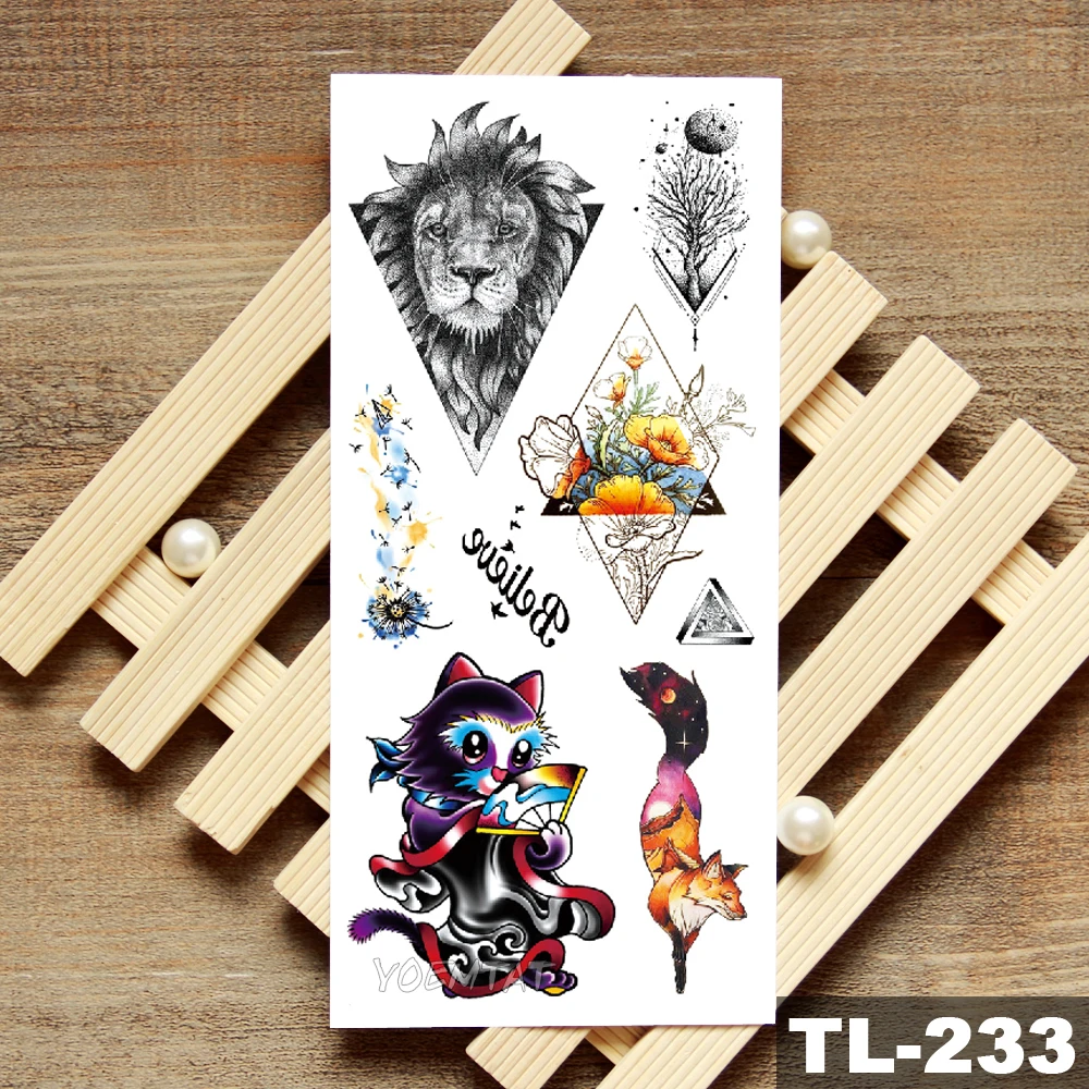 Panda Lion Little Animal Waterproof Temporary Tattoo Sticker Cute Cat Elephant Flash Tattoos Body Art Fake Arm tatoo Women