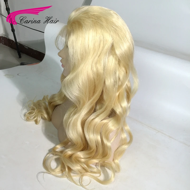 Carina Hair Pure 613 блонд полностью кружевные парики с детскими волосами отбеленные узлы бразильские волнистые человеческие волосы Remy парики предварительно выщипанные
