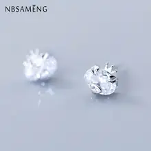 925 пробы серебряные серьги Крошечные 1*1 см Корона темперамент свинья кристалл серьги гвоздики для женщин ювелирные изделия подарок предотвратить аллергию