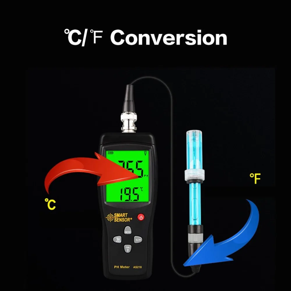 Умный датчик AS218 цифровой рН-метр Диапазон 0,00~ 14.00pH почвы PH тестер воды PH кислотность метр ЖК-дисплей жидкий рН-метр