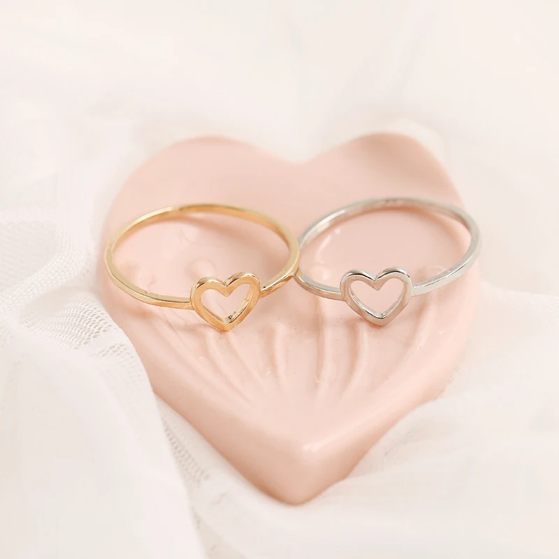 RscvonM Fashion Gold Silver Color Heart Shaped Wedding Ring for Woman Female Statement Engagement Party Jewelry Dropshipping