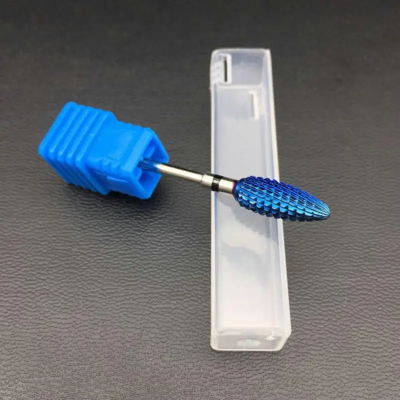 6 Тип синий Вольфрам карбида заусенцы Nano покрытие ногтей сверло Металл биты для маникюр сверла аксессуары для ногтей Mills