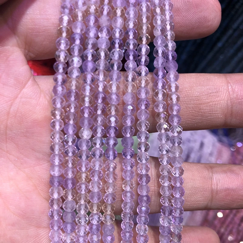 

Natural Lavender Amethyst Beads,2mm,3mm,4mm Faceted Tiny Beads, Round Spacer beads ,Stone faceted seed beads,15.5"/string