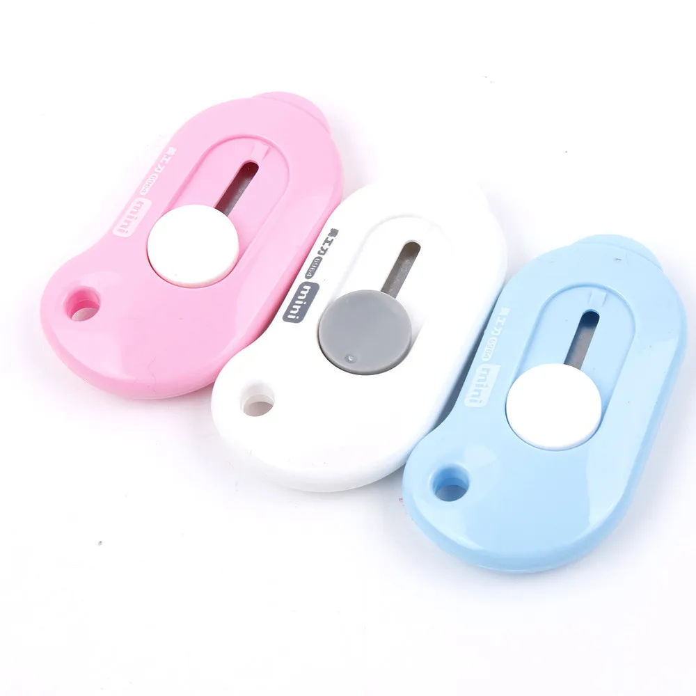 

3Pcs Useful Mini Candy-Colored Plastic Utility Knife Portable Paper Cutter Letter Opener Office Stationery Random Color