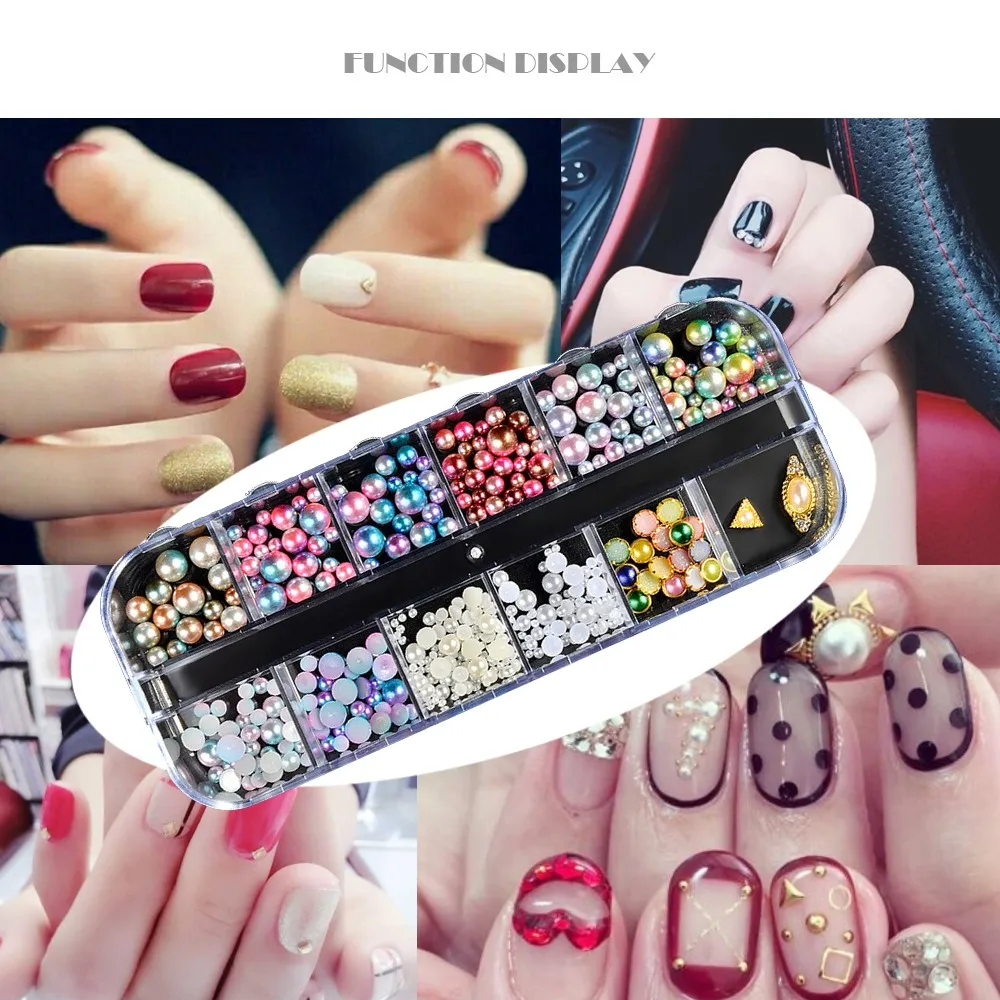 12 Styles Multicolor Manual DIY Fashion Pearl Nails Decoration Multiple Specifications Nail Art Tool-in Rhinestones & Decorations from Beauty & Health on ...