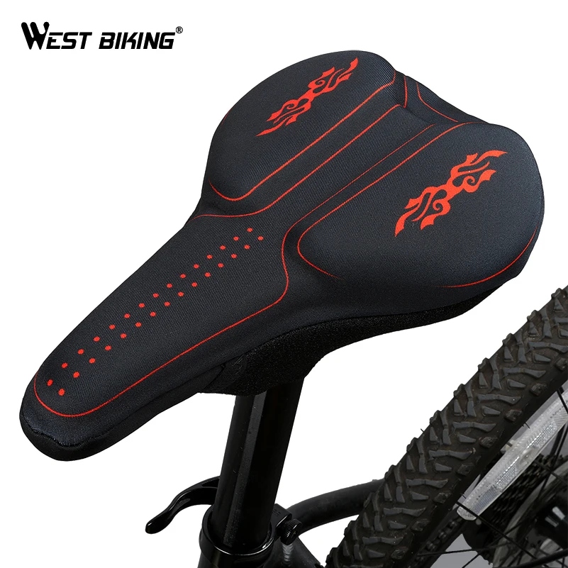 

WEST BIKING 3D Silicon Gels Bike Saddle Cover Seat Cushion Bike Part Thick Breathable Pad Saddle Cycling Bicycle Saddle Covers
