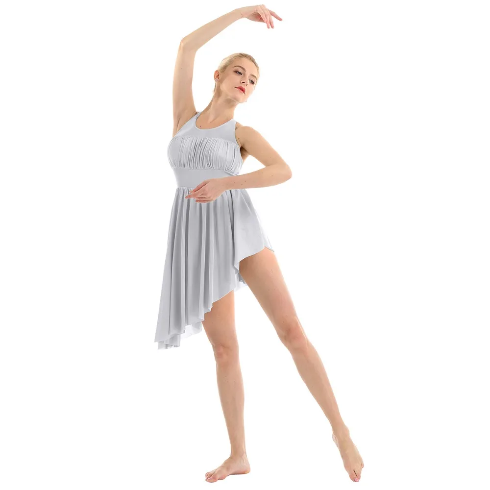 Feeshow Женщины Холтер гимнастические купальники танцевальное платье для взрослых Асимметричная юбка балетная танцевальная одежда костюмы для балерины наряд Одежда