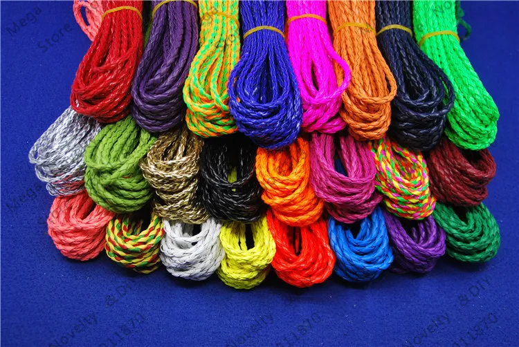 Hot Multi Color 4mm Round Leather Cords Braided for Bracelet DIY Rope String 10meter/pcs 5pcs