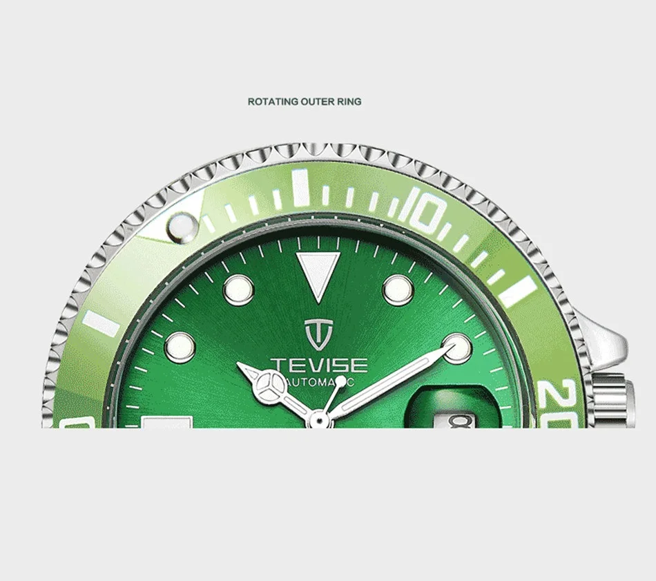 TEVISE Green Watch Men Automatic Mechanical Anti-Scratch Rotatable Outer Ring Waterproof Luminous Mens Watches Top Brand Luxury most accurate mechanical watch