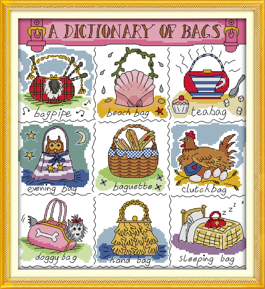 

Beautiful Bags Printed Canvas DMC Counted Cross Stitch Kits printed Cross-stitch set Embroidery Needlework