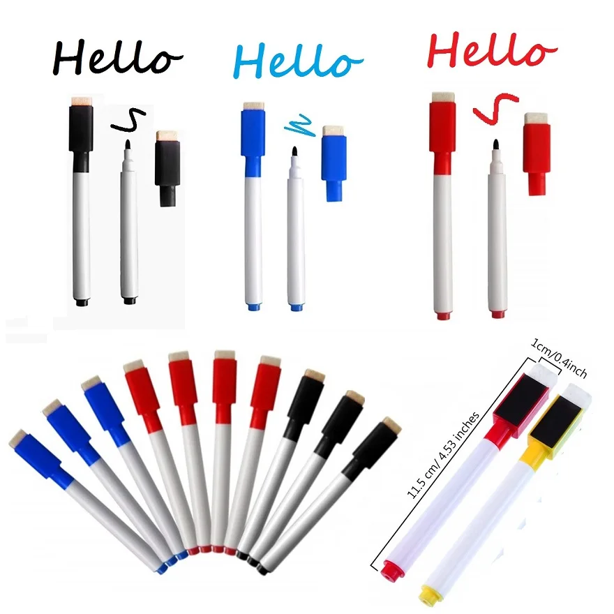 

1pc Magnetic Whiteboard Marker Pens White Board Dry Erase Fine Nib Pen with Eraser Rubber Magnetic Markers Brush Fridge Magnets